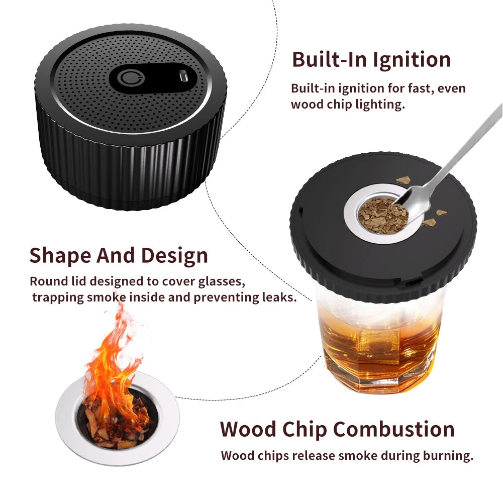 Electric Whiskey Smoker Kit Electric Smoking Kit with 6 Flavors Wood Chips Cocktail Smoker Kit Multi-Function for Boss Boyfriend