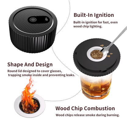 Electric Whiskey Smoker Kit Electric Smoking Kit with 6 Flavors Wood Chips Cocktail Smoker Kit Multi-Function for Boss Boyfriend